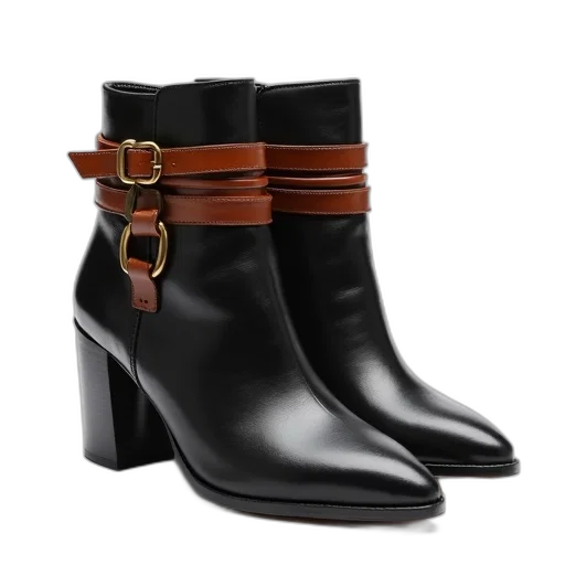 shoes, pair, black, leather transparent PNG cut-out