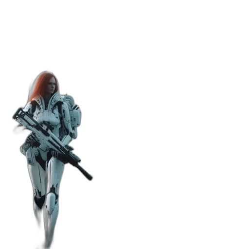 robot, weapon, concept art, 3d render transparent PNG cut-out