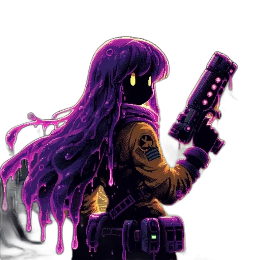 weapon, hair, robot, staff transparent PNG cut-out