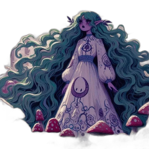 dress, creature, hair, crown transparent PNG cut-out