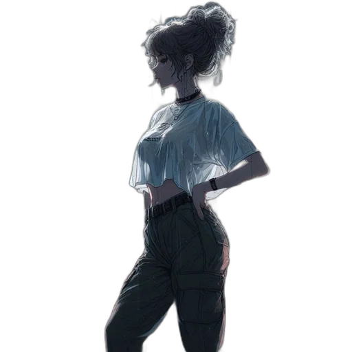 dress, jacket, staff, hair transparent PNG cut-out