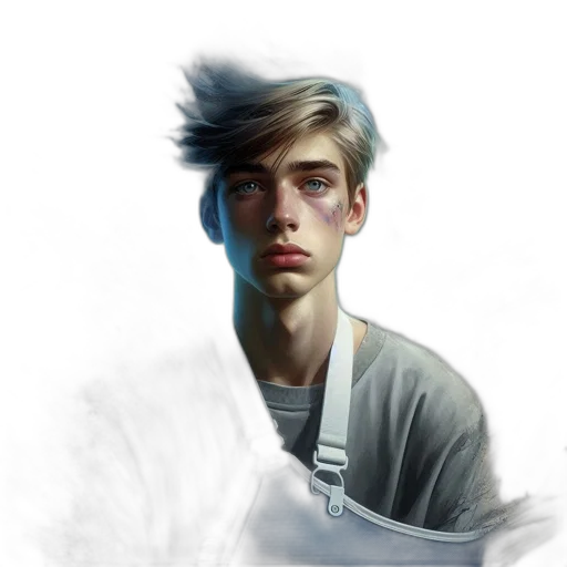 face, staff, hair, weapon transparent PNG cut-out