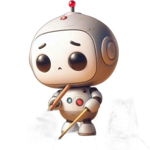 robot, staff, concept art, 3d render transparent PNG cut-out