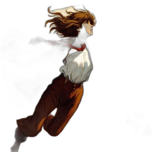 hair, creature, staff, dress transparent PNG cut-out