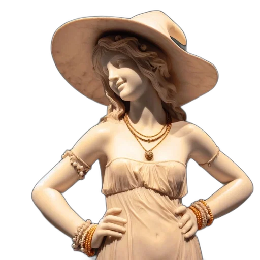 hat, dress, jewelry, staff transparent PNG cut-out