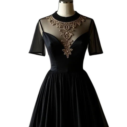 dress, dark, black, silk transparent PNG cut-out