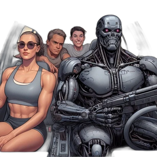robot, comic book art, concept art, cyberpunk transparent PNG cut-out