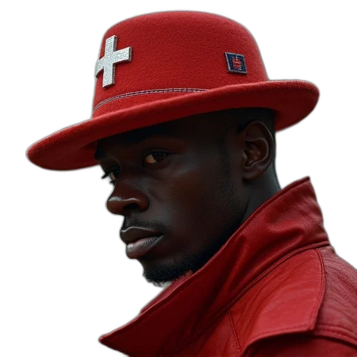 hat, face, jacket, photorealistic transparent PNG cut-out