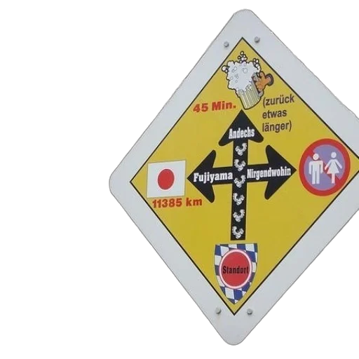 yellow, sign, directions, andechs transparent PNG cut-out