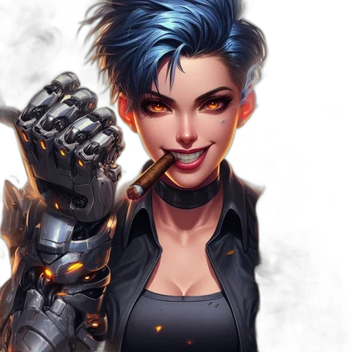face, cyberpunk, comic book art, concept art transparent PNG cut-out
