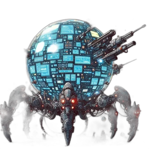 robot, weapon, concept art, cyberpunk transparent PNG cut-out