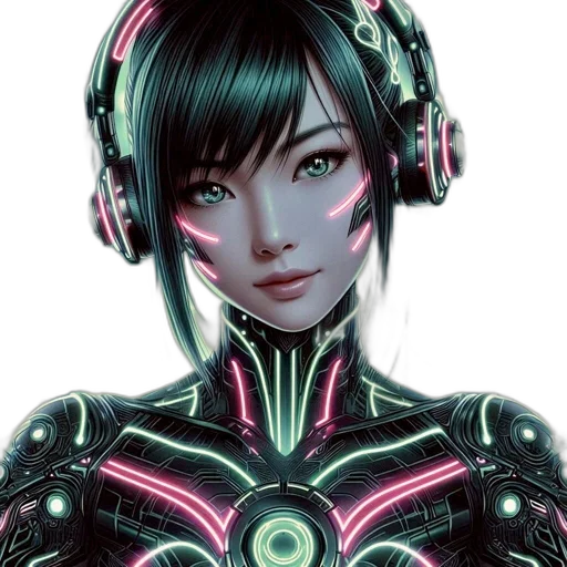 robot, face, mask, cyberpunk transparent PNG cut-out