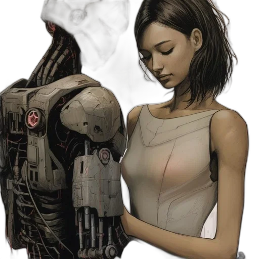robot, comic book art, concept art, cyberpunk transparent PNG cut-out