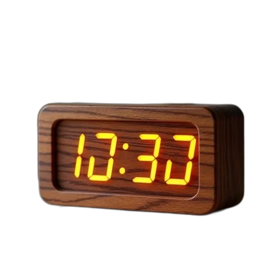wooden, digital, alarm, clock transparent PNG cut-out
