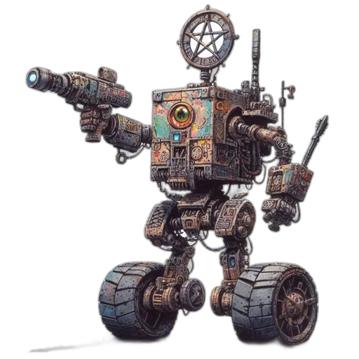 robot, weapon, concept art, fantasy art transparent PNG cut-out