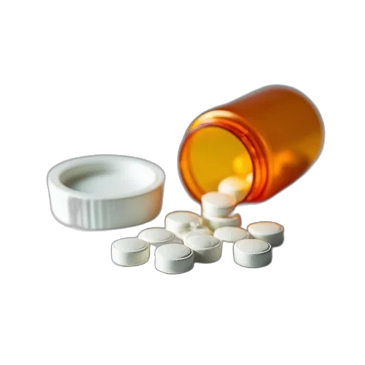 white, pills, poured, open transparent PNG cut-out