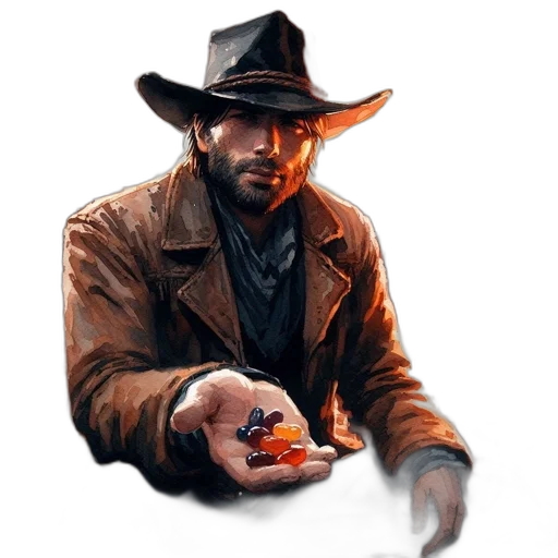 weapon, hat, jacket, face transparent PNG cut-out