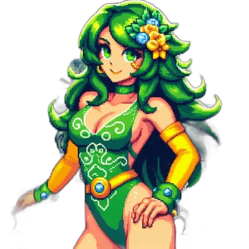 dress, flower, pixel art, fantasy art transparent PNG cut-out