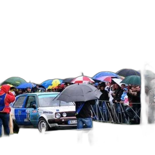 umbrella, car, staff, photorealistic transparent PNG cut-out