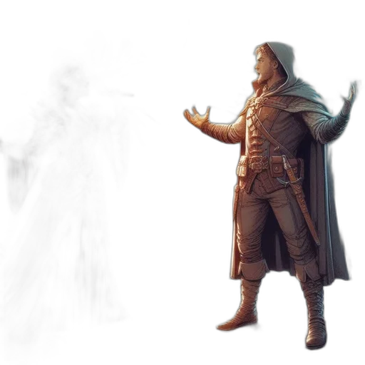 jacket, staff, sword, mask transparent PNG cut-out