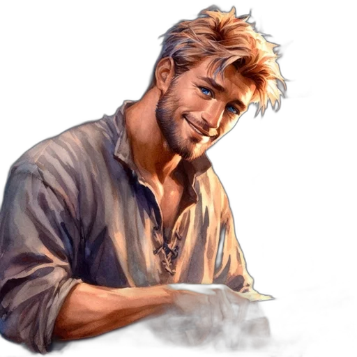 staff, face, photorealistic, oil painting transparent PNG cut-out