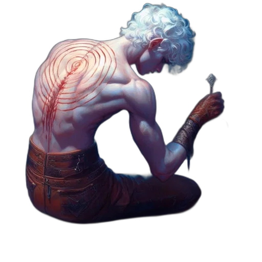 creature, hair, sword, staff transparent PNG cut-out