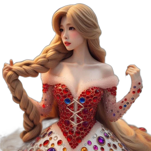 dress, crown, jewelry, fantasy art transparent PNG cut-out