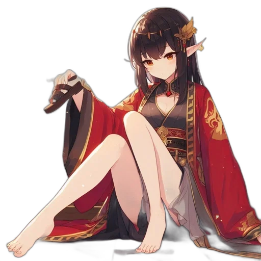 dragon, dress, staff, weapon transparent PNG cut-out
