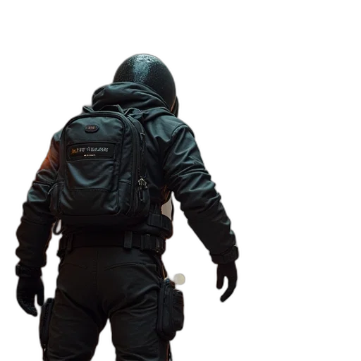 jacket, weapon, staff, mask transparent PNG cut-out