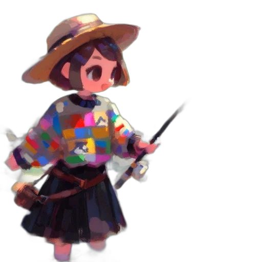 hat, staff, weapon, jacket transparent PNG cut-out