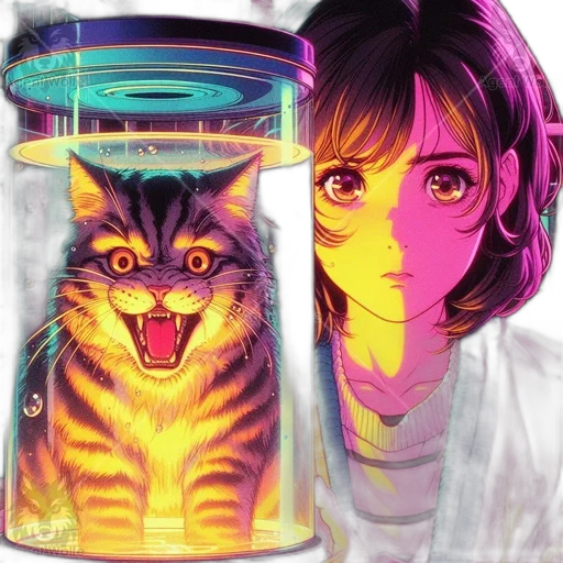 vaporwave, anime, photorealistic, cyberpunk transparent PNG cut-out