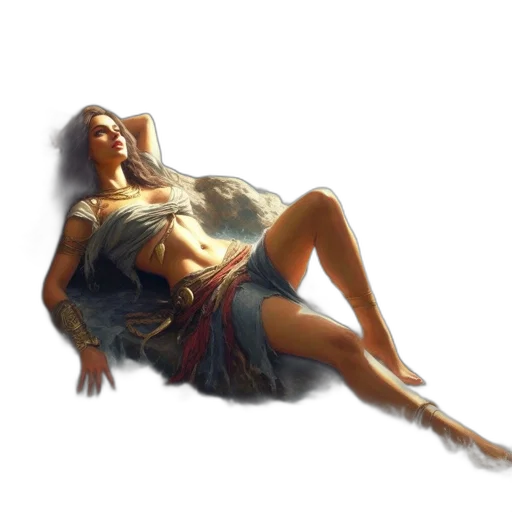 dress, jewelry, sword, staff transparent PNG cut-out