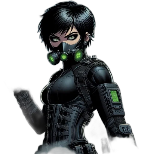 mask, comic book art, concept art, cyberpunk transparent PNG cut-out