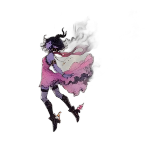 dragon, dress, staff, mask transparent PNG cut-out