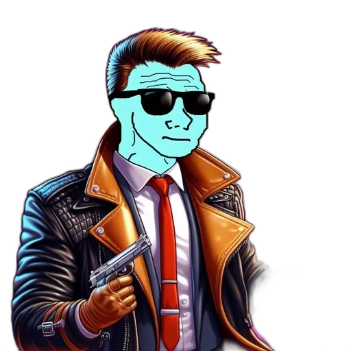 jacket, staff, cartoon, vaporwave transparent PNG cut-out