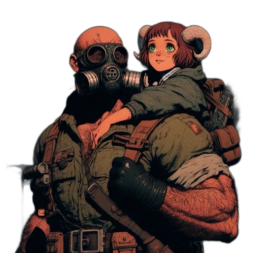 jacket, weapon, mask, face transparent PNG cut-out