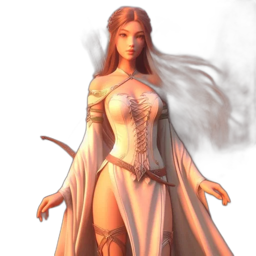 dress, staff, fantasy art, concept art transparent PNG cut-out