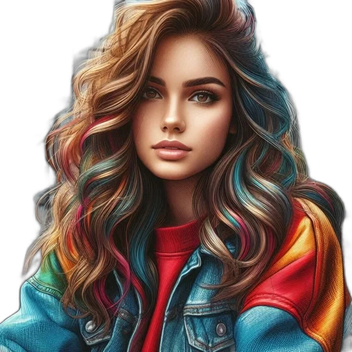 jacket, hair, face, dress transparent PNG cut-out