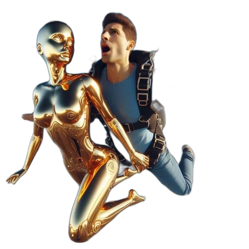 robot, 3d render, concept art, outer space transparent PNG cut-out