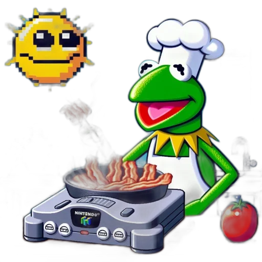 food, robot, pixel art, 3d render transparent PNG cut-out