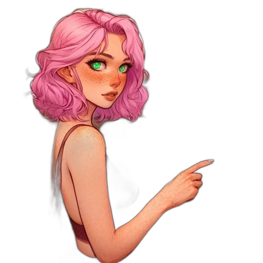 dress, hair, face, staff transparent PNG cut-out