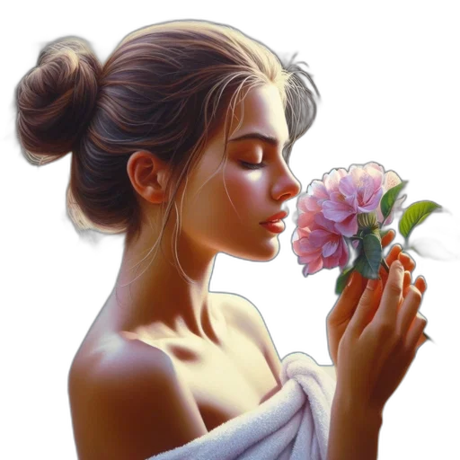 flower, jewelry, face, dress transparent PNG cut-out