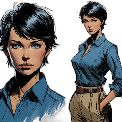 comic book art, concept art, cartoon, blue transparent PNG cut-out