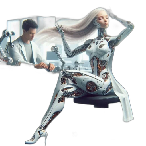 robot, weapon, concept art, 3d render transparent PNG cut-out