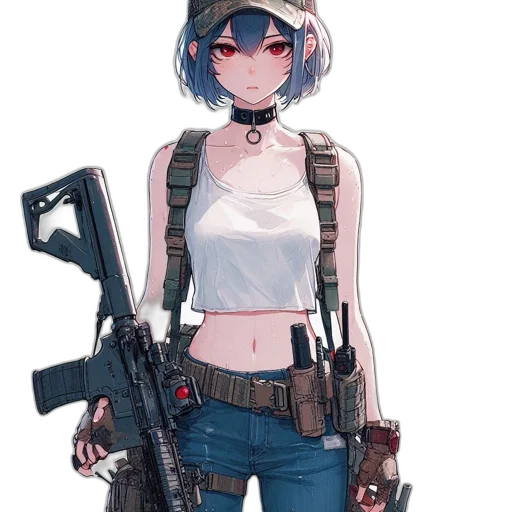 weapon, robot, jacket, staff transparent PNG cut-out