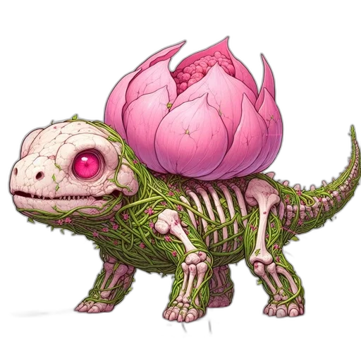 creature, dragon, animal, flower transparent PNG cut-out