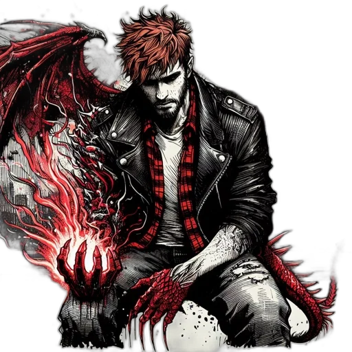 dragon, jacket, comic book art, concept art transparent PNG cut-out
