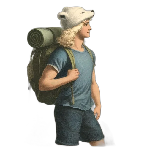 hat, jacket, staff, 3d render transparent PNG cut-out