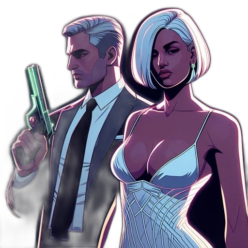 concept art, comic book art, cyberpunk, cartoon transparent PNG cut-out