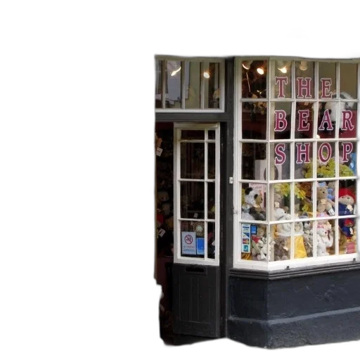 storefront, words, bear, shop transparent PNG cut-out